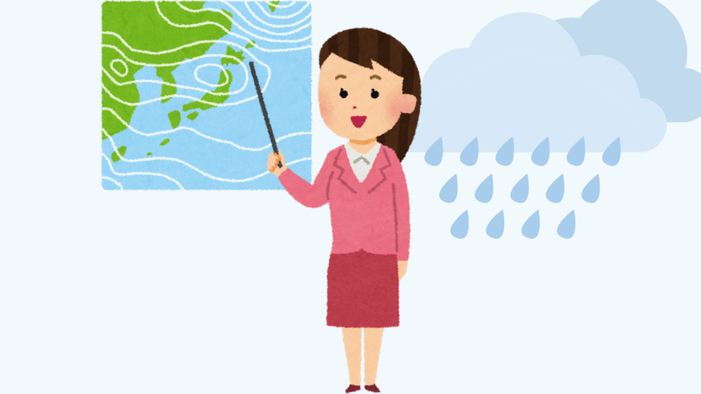 天気図を説明する女性のイラスト